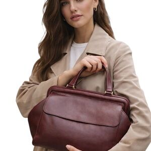 Hobbs Structured Burgundy Leather Tote — Classic British Style